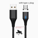 SUNPHG Mobile Phone 3A Magnetic Cable Charger 2m Micro USB Fast Charging Type C Data Cable