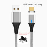 SUNPHG Mobile Phone 3A Magnetic Cable Charger 2m Micro USB Fast Charging Type C Data Cable