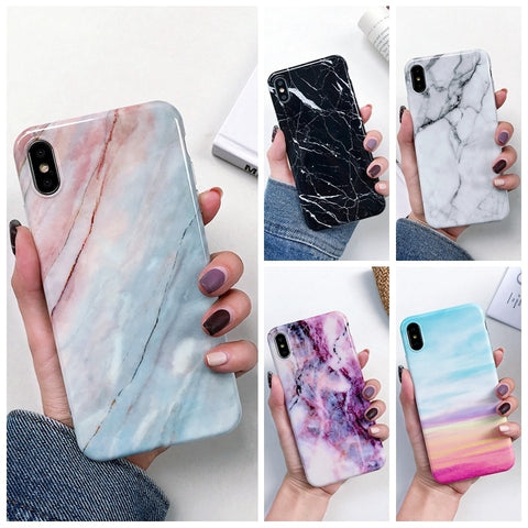 Luxury Marble Case on for Coque Samsung Galaxy A7 2018 Cover for Samsung A7 A6 Plus 2018 A70 A50 A20 A10