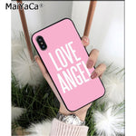 MaiYaCa Pink Love Angel Girl Black TPU Soft Phone Case Cover for iPhone X XS MAX  6 6s 7 7plus 8 8Plus 5