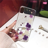 Qianliyao Dried Real Flower Handmade Clear Pressed Phone Case For iPhone 6 6S 7 8 Plus X XS Max XR