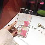 Qianliyao Dried Real Flower Handmade Clear Pressed Phone Case For iPhone 6 6S 7 8 Plus X XS Max XR