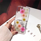 Qianliyao Dried Real Flower Handmade Clear Pressed Phone Case For iPhone 6 6S 7 8 Plus X XS Max XR