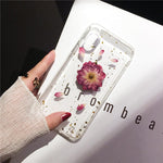 Qianliyao Dried Real Flower Handmade Clear Pressed Phone Case For iPhone 6 6S 7 8 Plus X XS Max XR