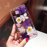 Qianliyao Dried Real Flower Handmade Clear Pressed Phone Case For iPhone 6 6S 7 8 Plus X XS Max XR