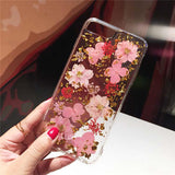 Qianliyao Dried Real Flower Handmade Clear Pressed Phone Case For iPhone 6 6S 7 8 Plus X XS Max XR