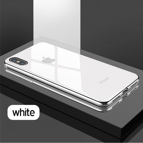 Tempered Glass PC panel soft edge Phone Case For iPhone 6s 7 8 Plus X XR XS Max Cover Luxury TPU Hard Case