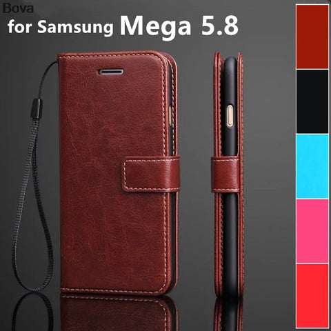 Mega 5.8 card holder cover case for samsung galaxy mega 5.8 i9152 i9150 P709 leather phone case