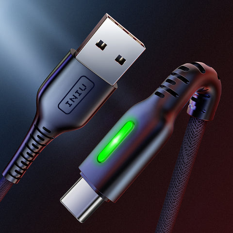 INIU 3A LED USB Type C Cable Fast Charging For Xiaomi Redmi K20 Samsung S10 Huawei USB-C Mobile Phone Charger